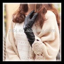 fashion lady wearing leather long cuff winter glove